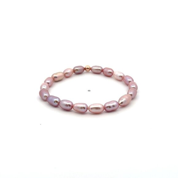 Natural Freshwater Rice Pearl Purple 18K Rose Gold Charm Bead - Picture 4 of 6